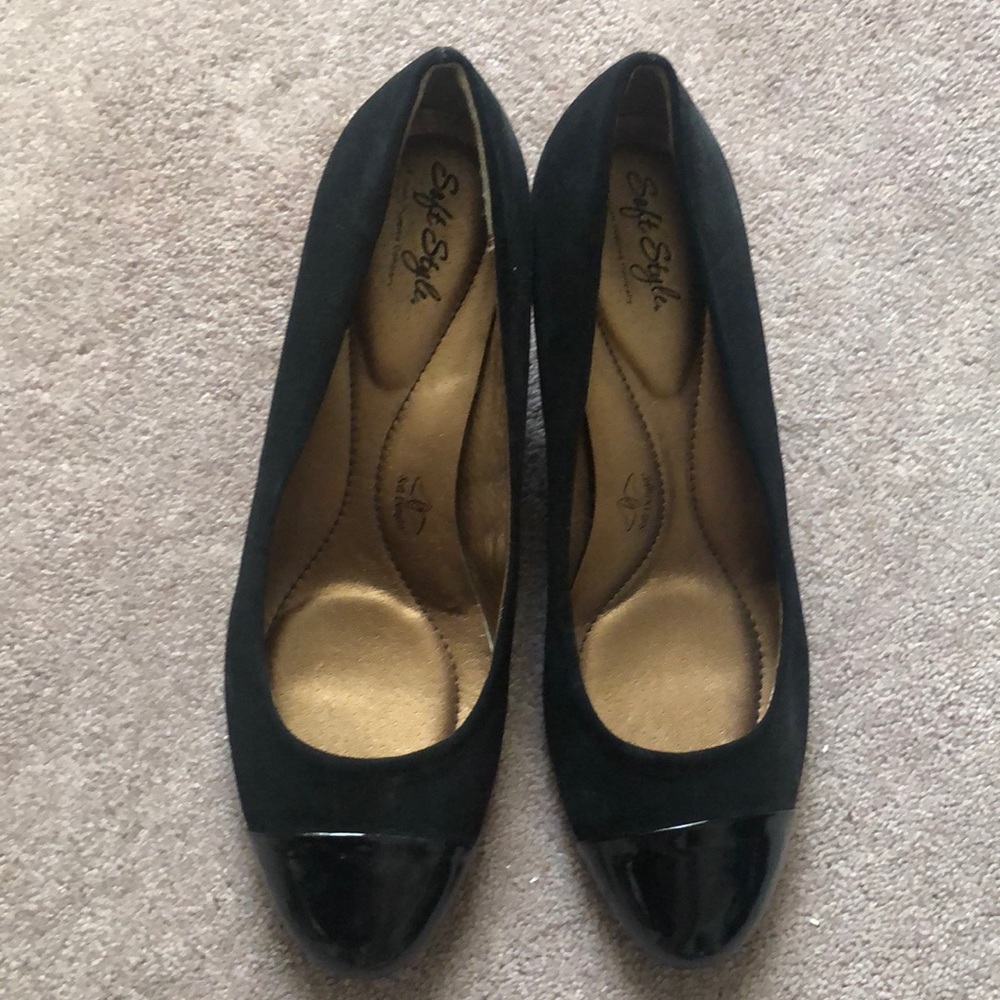 Black Patent and Suede Wedges,, 11W